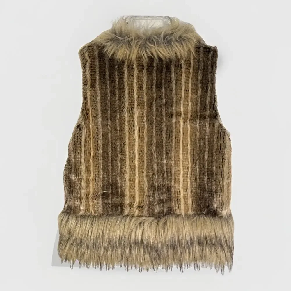 Powder River Outfitters Faux Fur Vest - Woman’s S  - Y2K Boho Indie